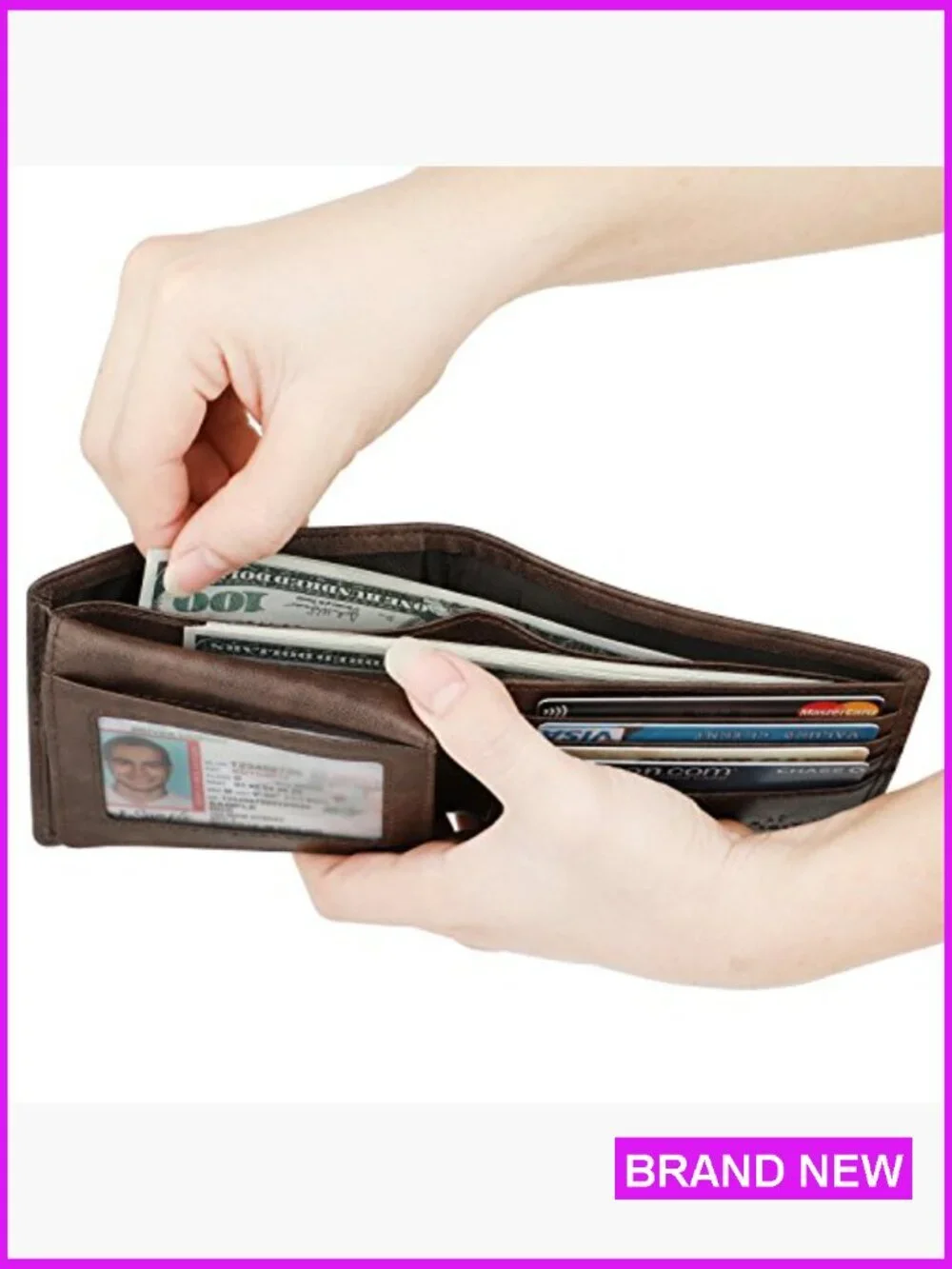 Genuine Leather RFID Blocking Bifold Wallet Classic Men's Accessory Stylish